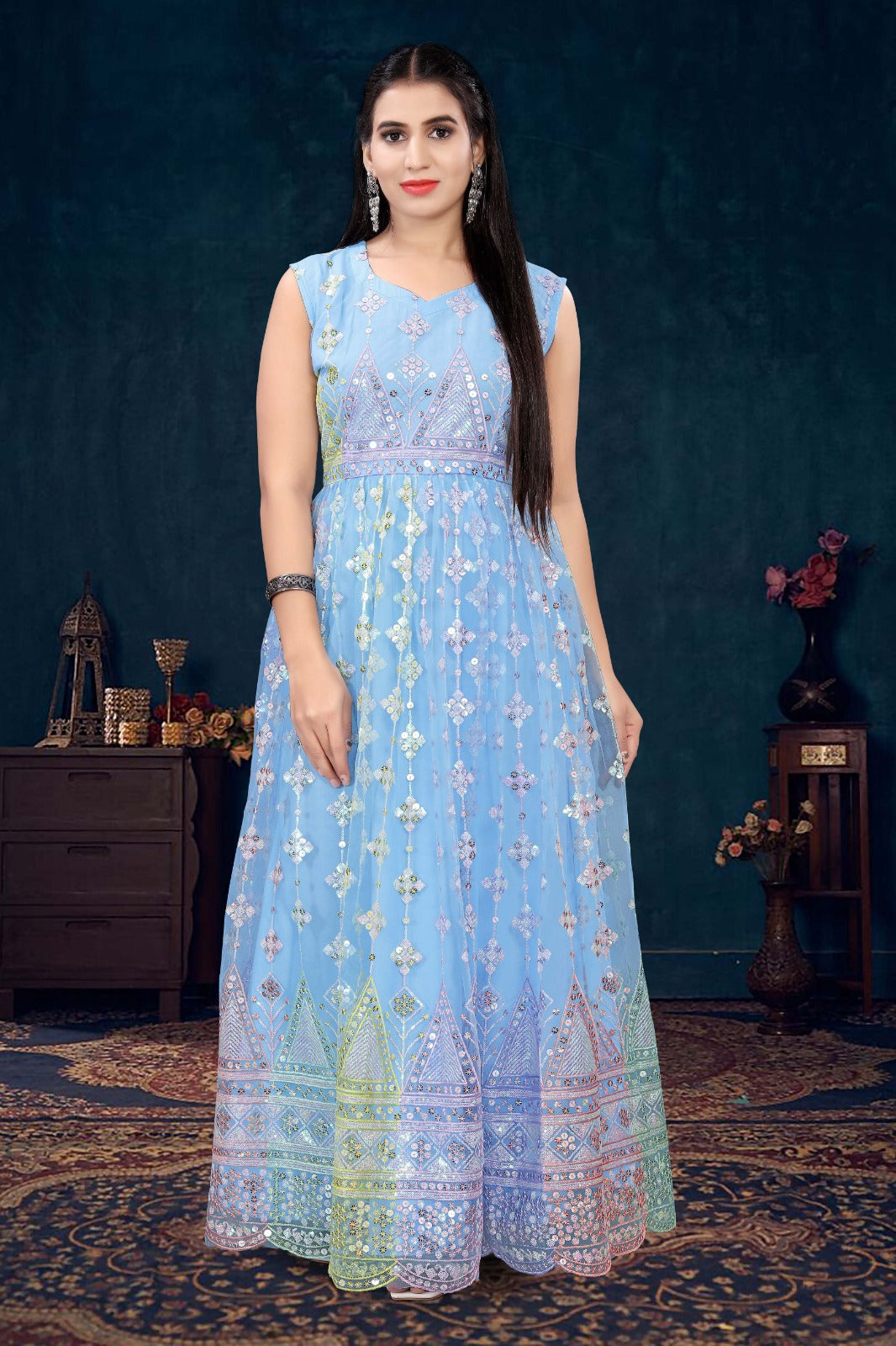 BARBIE BLUE GOWN FOR ALL SPECIAL OCCASIONS WITH WORK