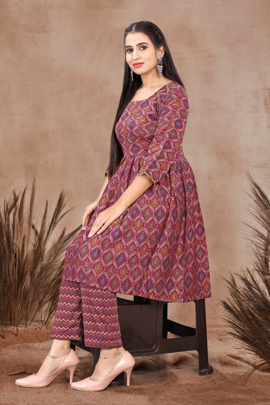 LATEST FROCK STYLE KURTA WITH SMART PANT IN VARIOUS SIZES SUITS FOR ALL OCCASION.