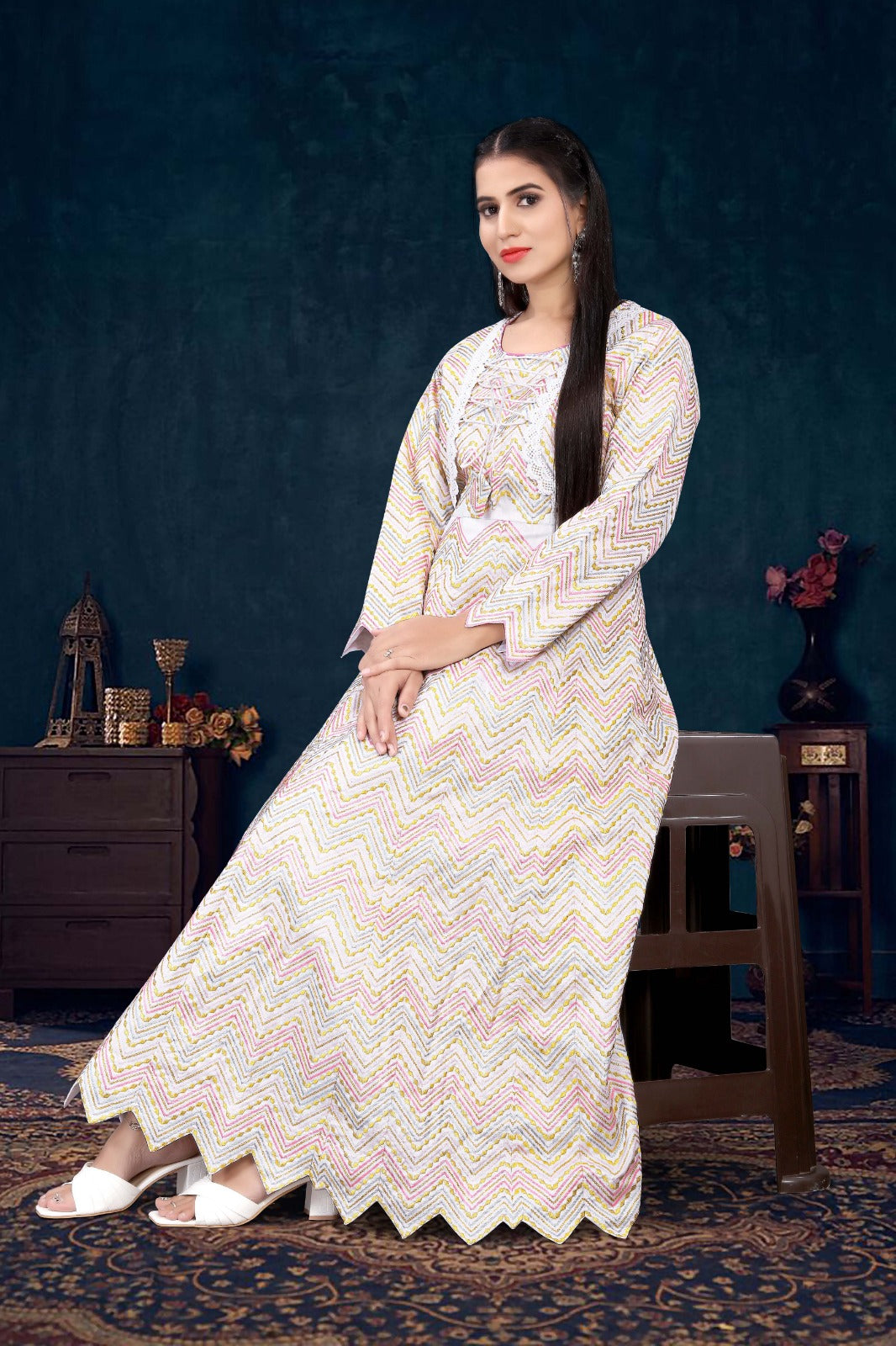 PINK-WHITE GOWN FOR ANY OFFICIAL OR UNOFFICIAL PARTY