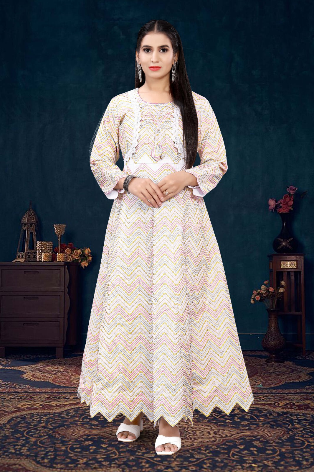 PINK-WHITE GOWN FOR ANY OFFICIAL OR UNOFFICIAL PARTY