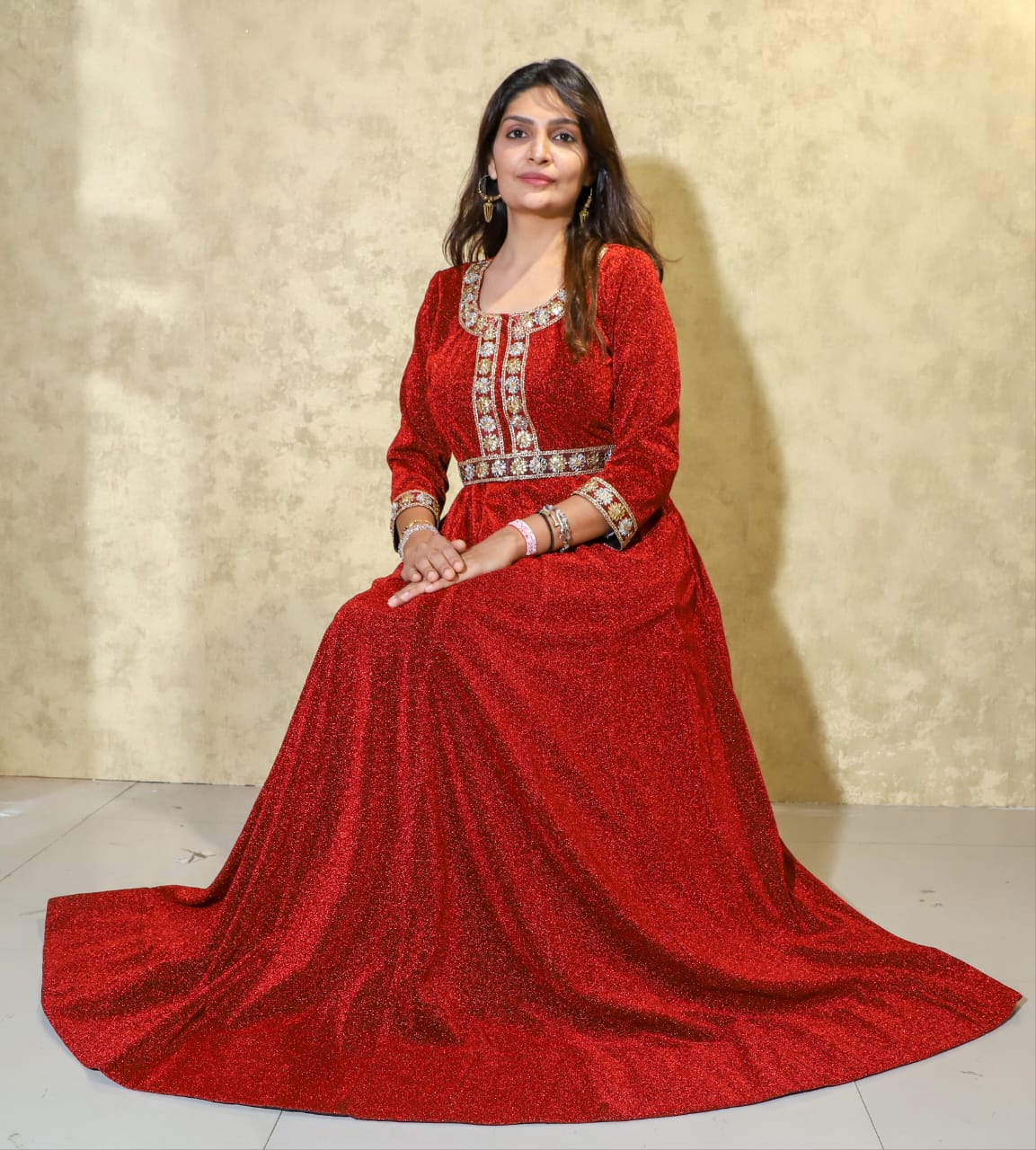 MKG6 LONG METALLIC BOLLYWOOD GOWN