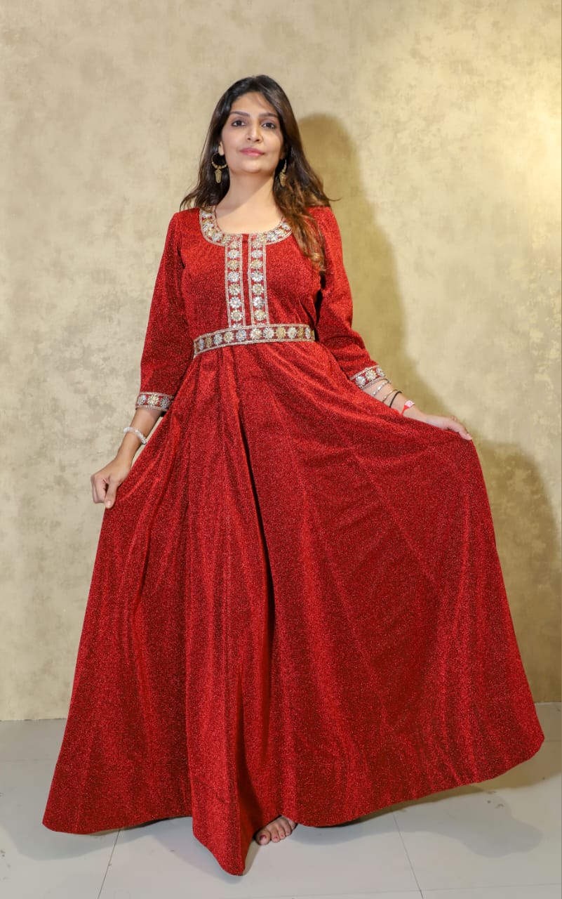 MKG6 LONG METALLIC BOLLYWOOD GOWN