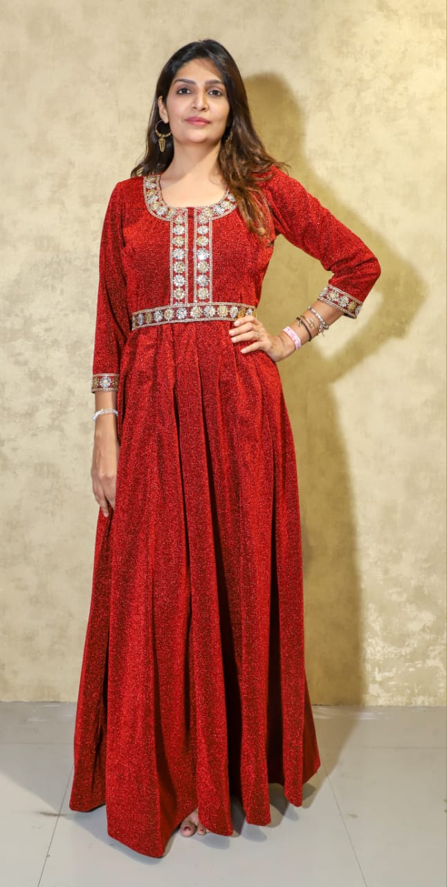 MKG6 LONG METALLIC BOLLYWOOD GOWN