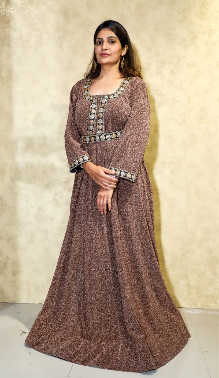 MKG6 LONG METALLIC BOLLYWOOD GOWN