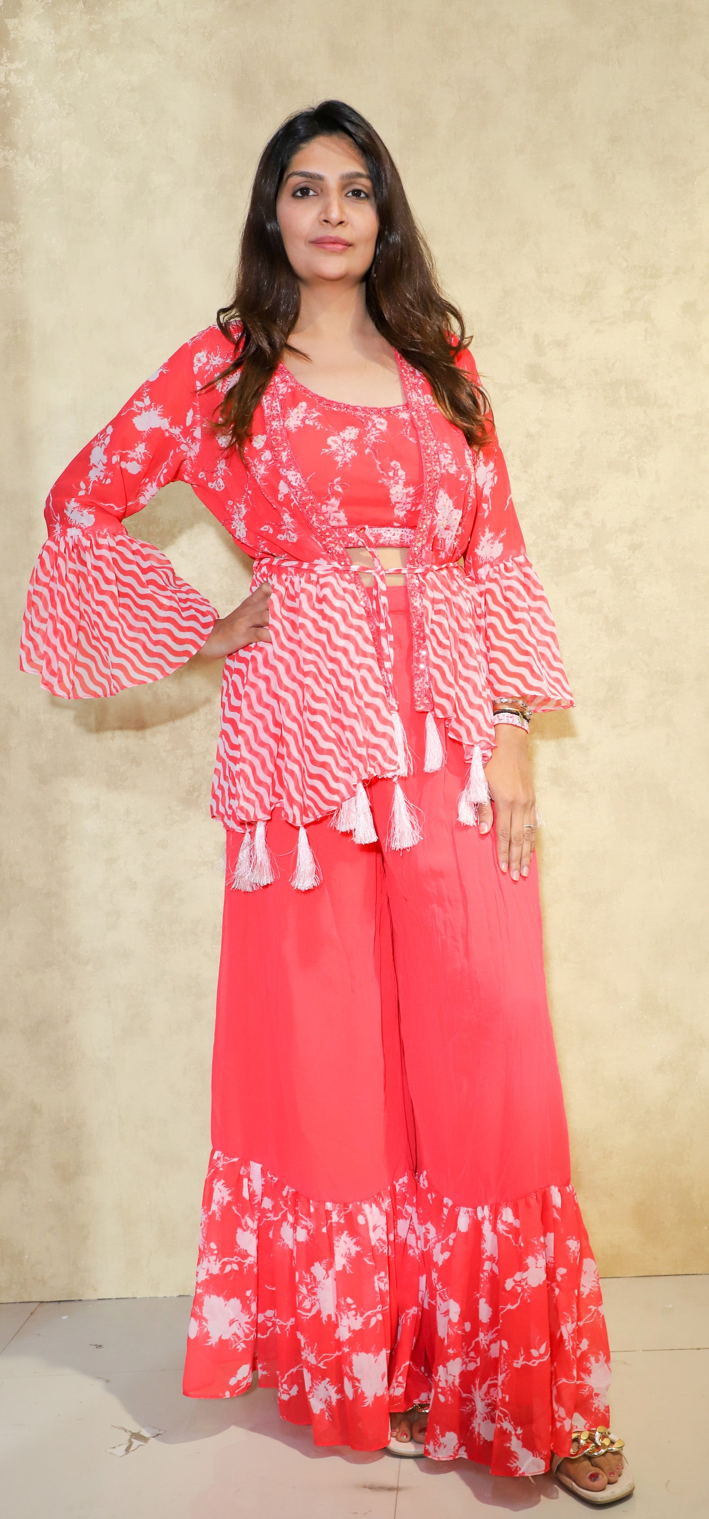 MKT PURE GEORGETTE GAAJARI GARARA SET