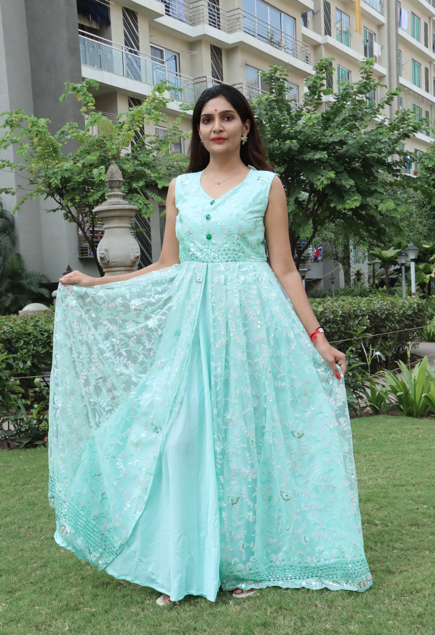 MKG3 ONE-PEICE LONG NET PARTYWEAR GOWN