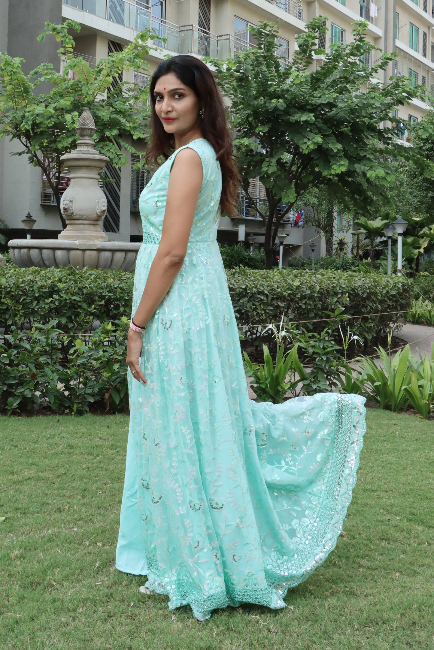 MKG3 ONE-PEICE LONG NET PARTYWEAR GOWN