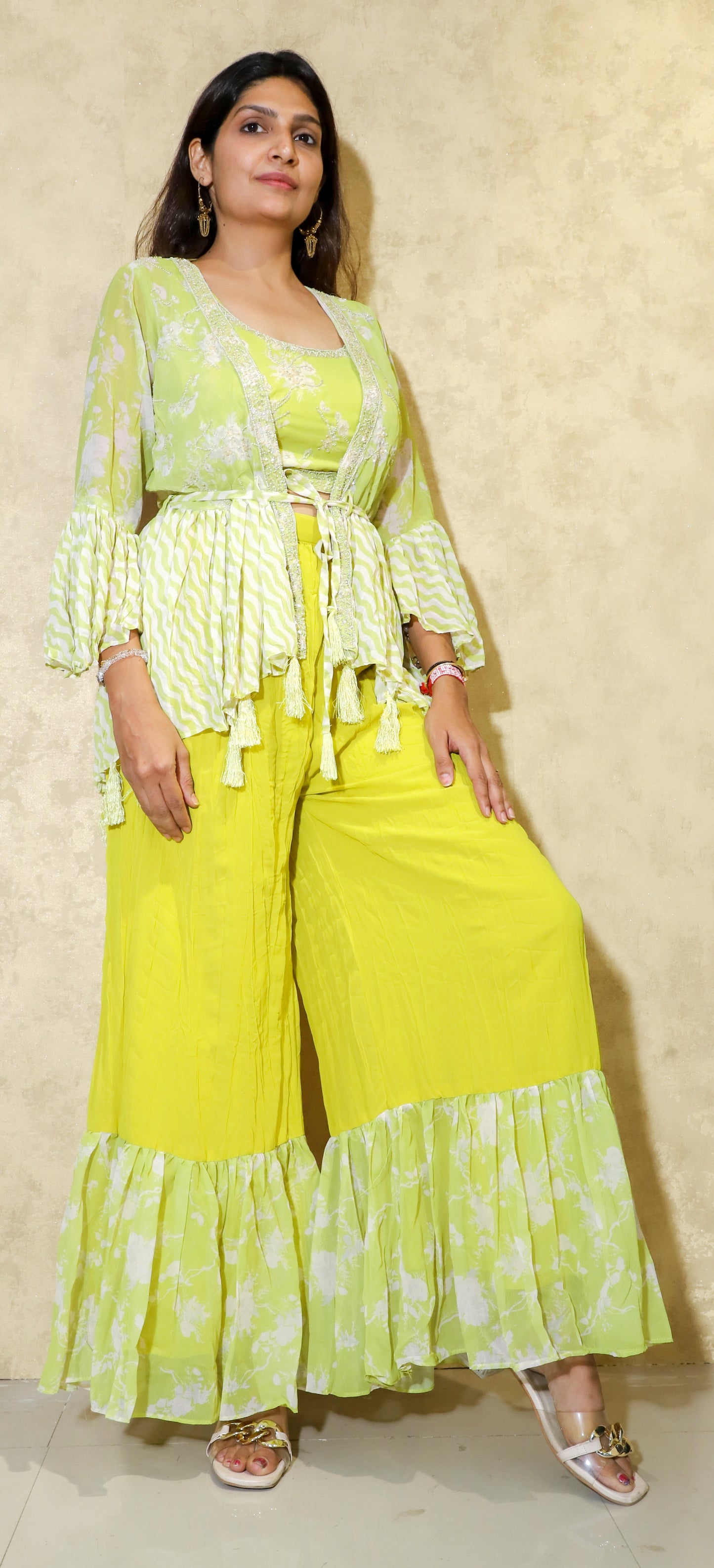 MKT PURE GEORGETTE GREEN GARARA SET