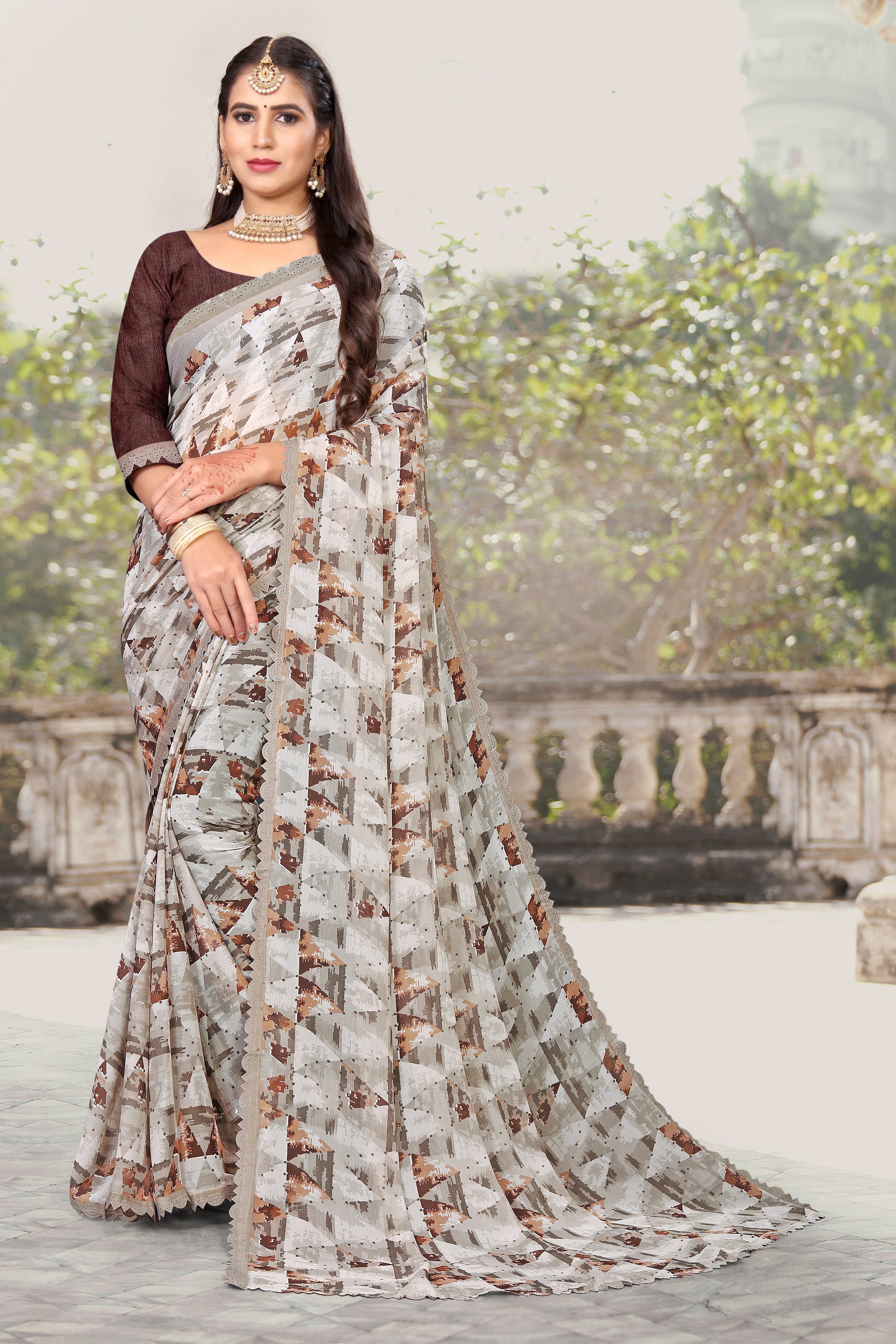 PRINTED CHIFFON SAREE IN LIGHT WEIGHT FOR DAILY-WEAR AT ALL PLACES