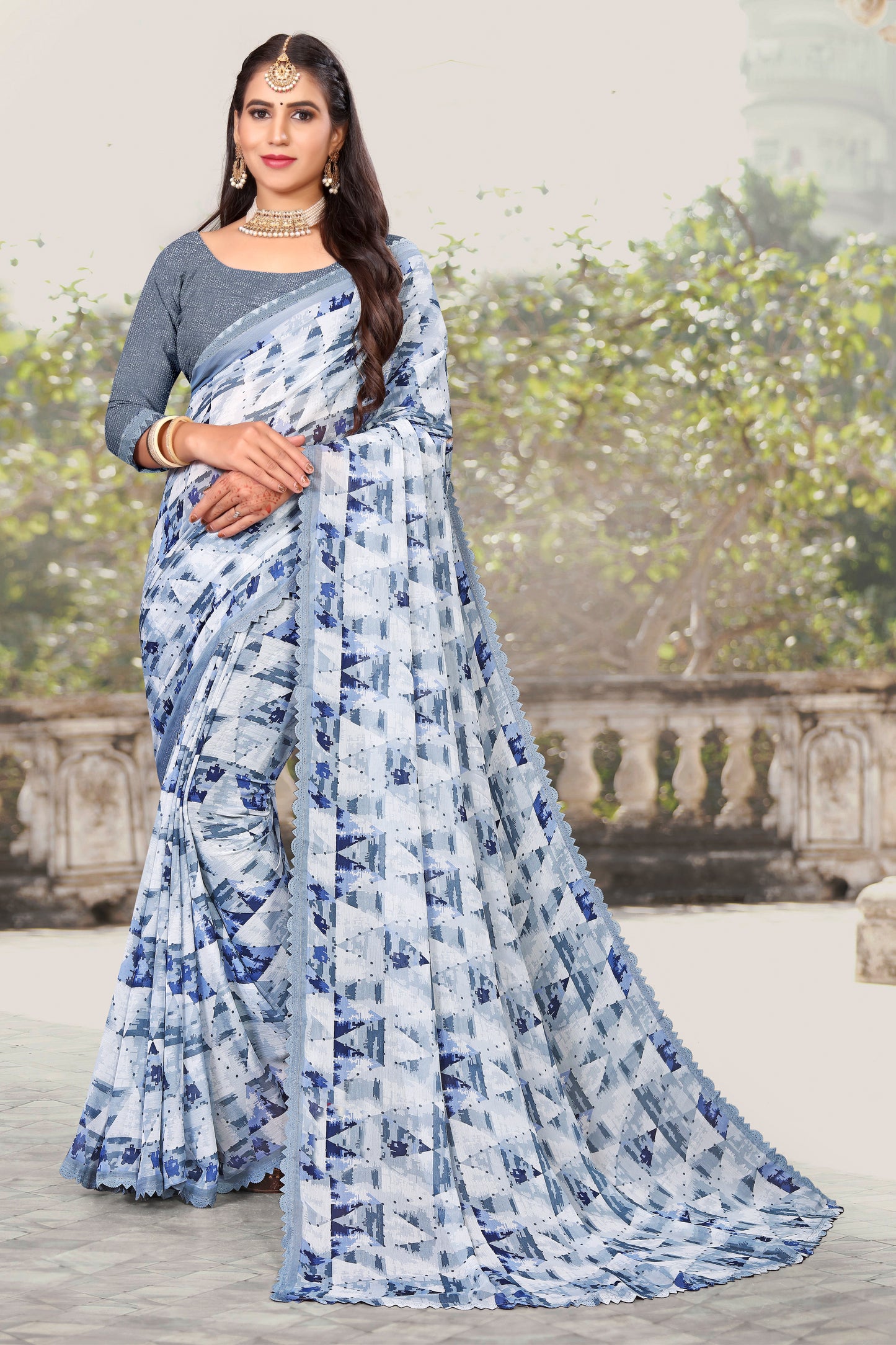 PRINTED CHIFFON SAREE IN LIGHT WEIGHT FOR DAILY-WEAR AT ALL PLACES