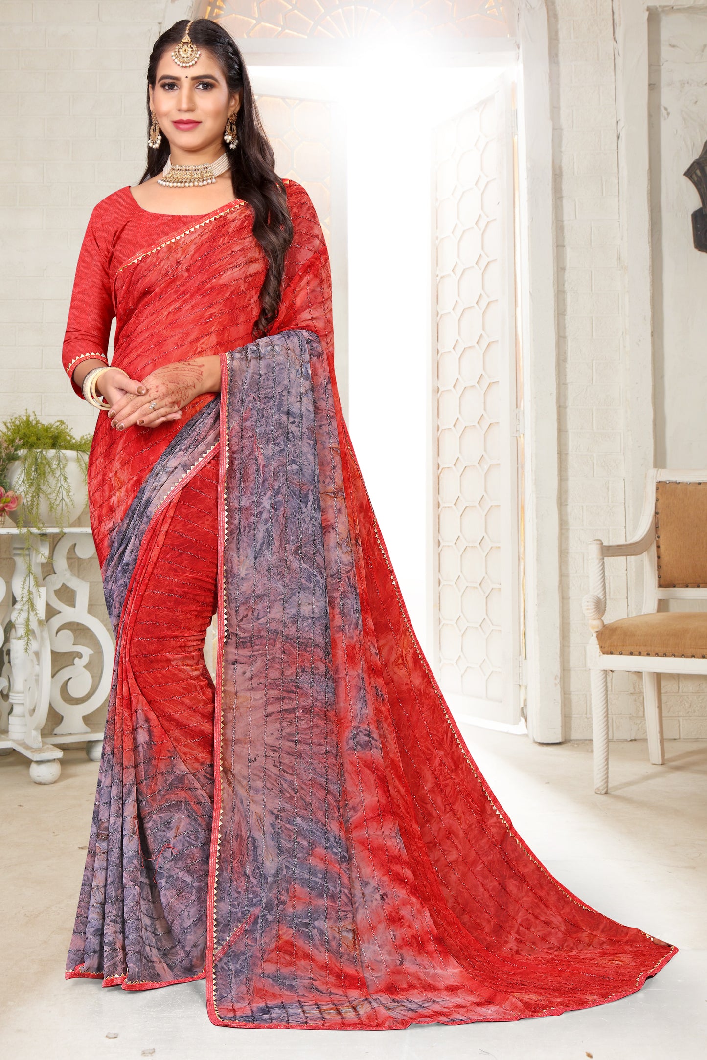 Printed-Shaded PURE Georgette Saree in LIGHT WEIGHT