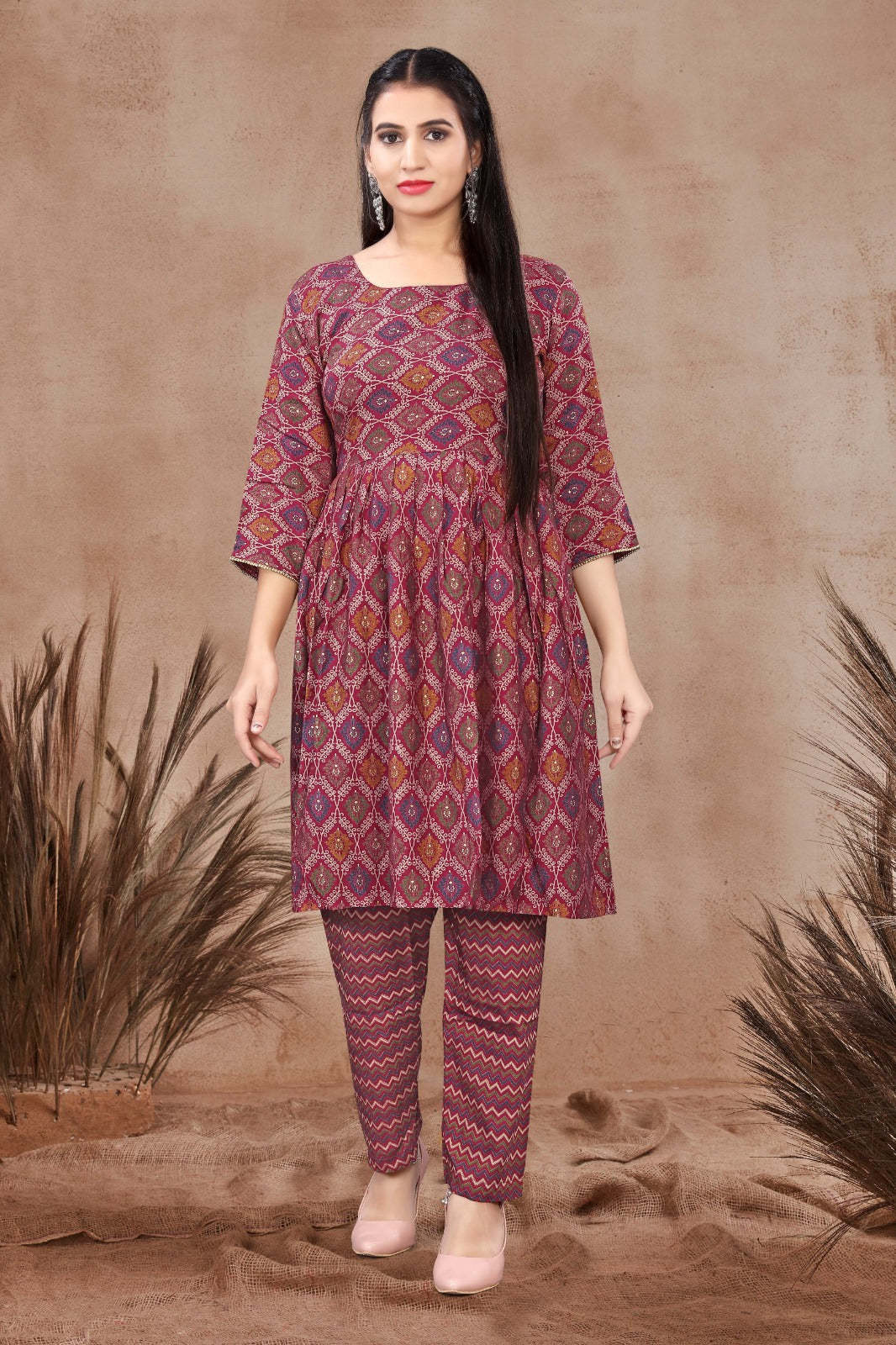 LATEST FROCK STYLE KURTA WITH SMART PANT IN VARIOUS SIZES SUITS FOR ALL OCCASION.