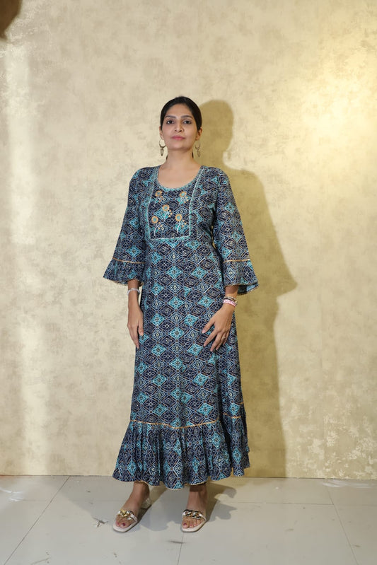 MKG2 COTTON PRINTED Long Gown