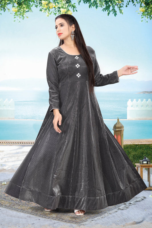 UNIQUE GREYISH-BLACK GOWN FIT FOR ALL OCCASION.